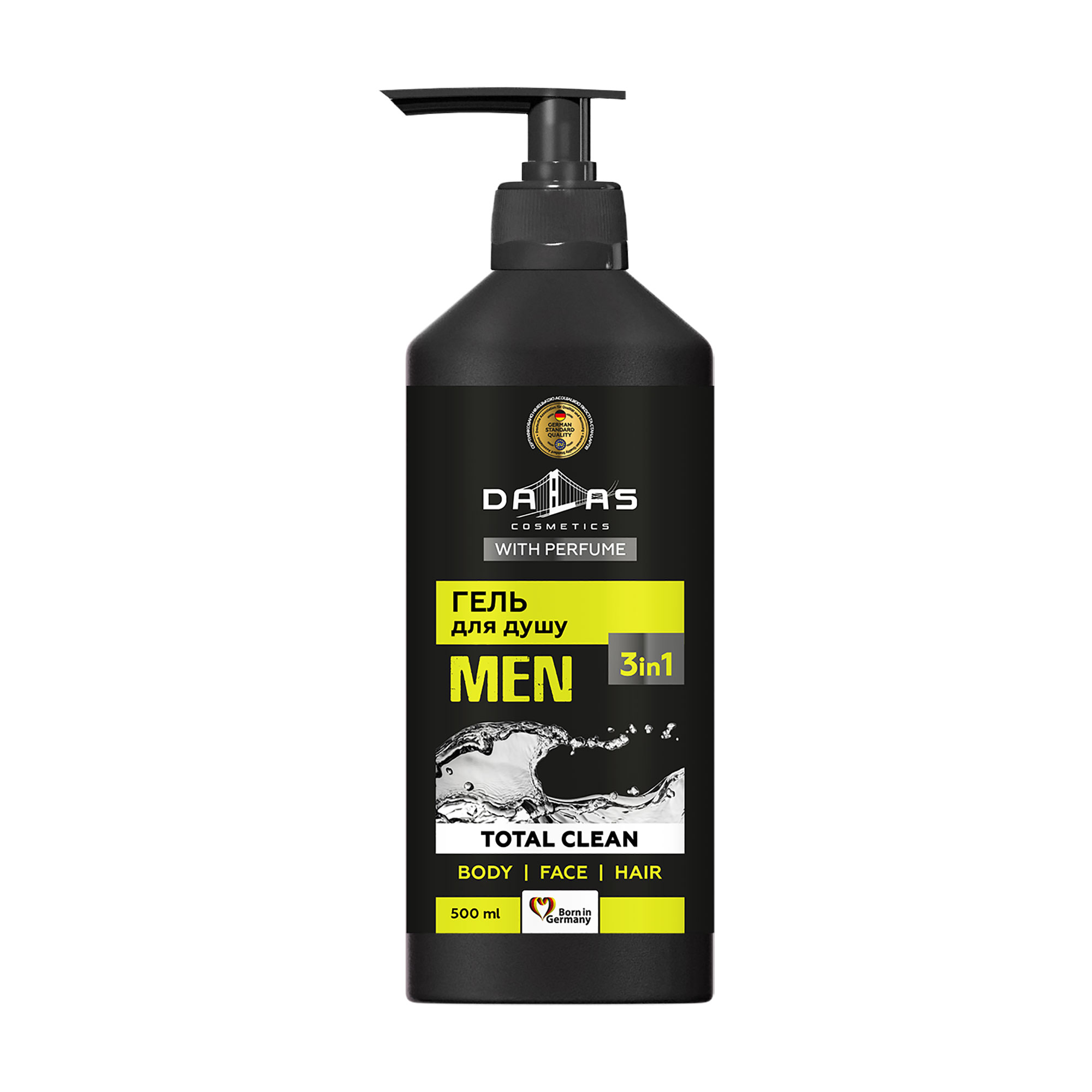 Чоловічий шампунь-гель для душу 3 в 1 Dalas Total Clean, 500 г